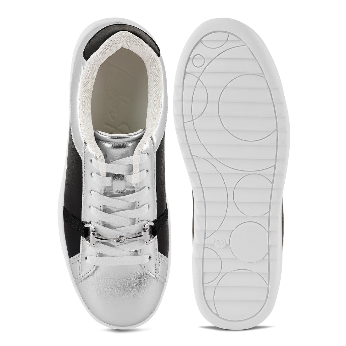 contrasting metallic sneakers#color_silver