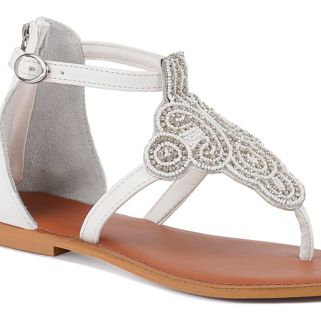 beads and rhinestones flat sandals#color_white