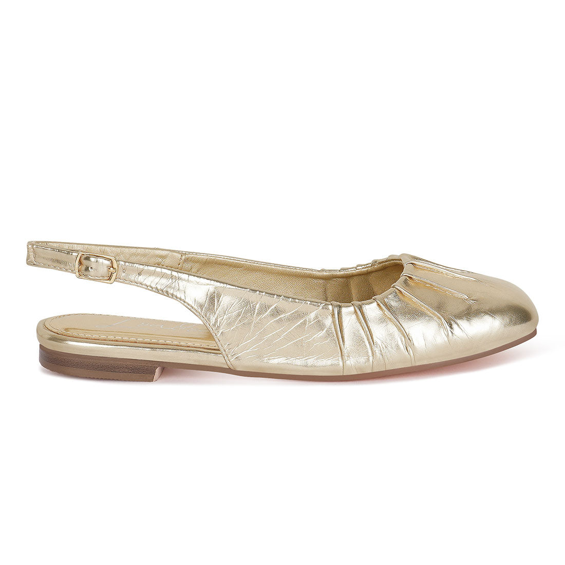 metallic square Toe flat slingbacks#color_gold