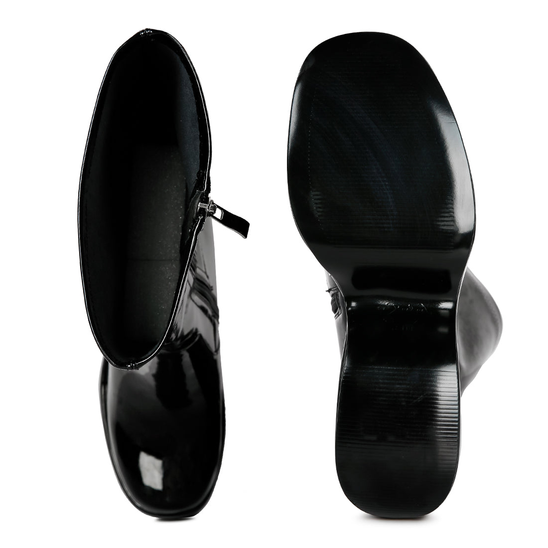 Dirty Dance Patent High Platform Calf Boots#color_black