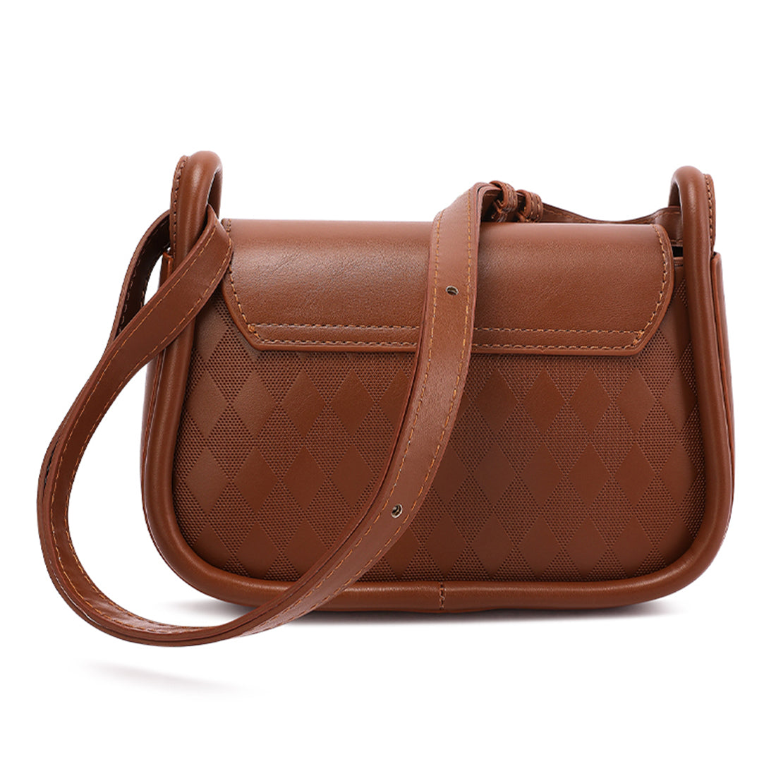 faux leather sling bag#color_brown
