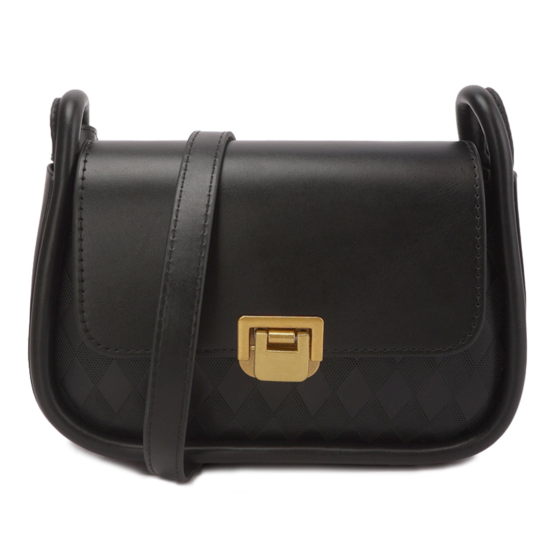 faux leather sling bag#color_black