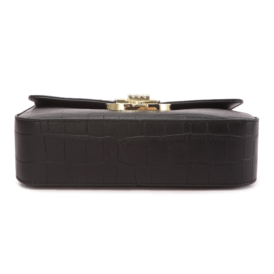 metallic buckle baguette handbag#color_black