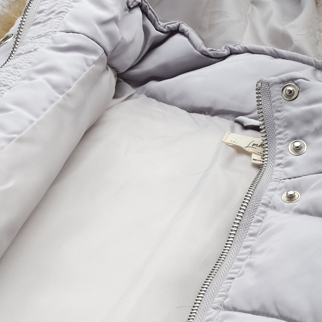 long sleeves puffer hoodie#color_grey