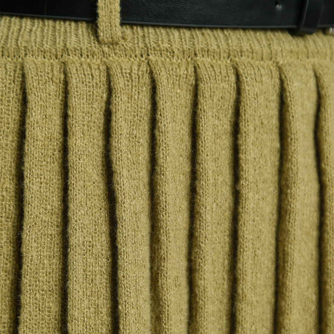 dual belt pleated skirt#color_olive