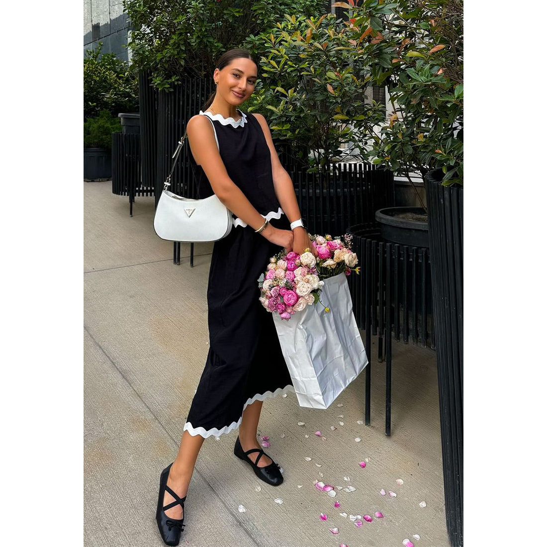 recycled faux leather ballet flats#color_black