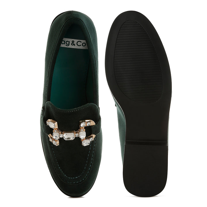 diamante embellished horsebit loafers#color_green