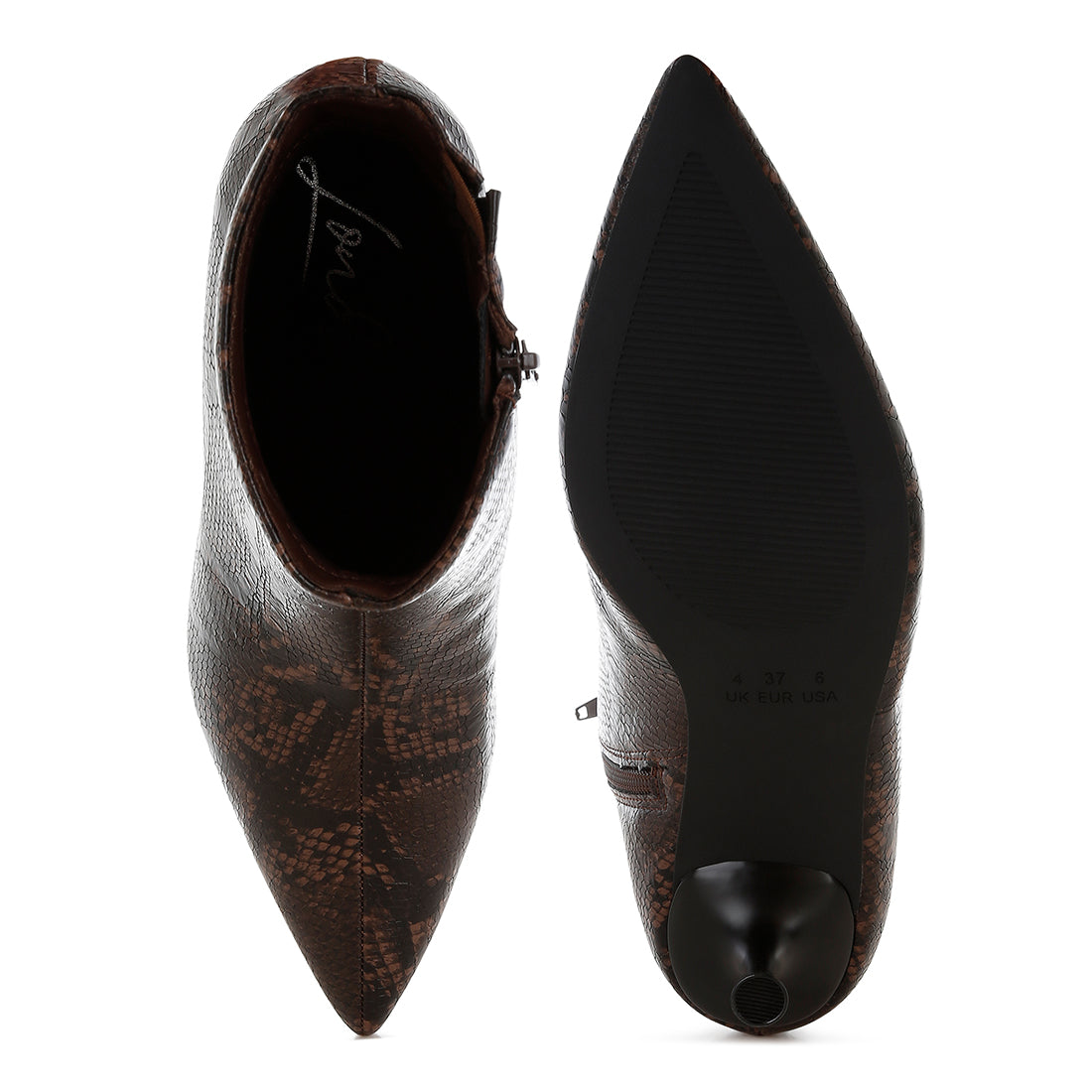 women faux leather kitten heel boots#color_chocolate