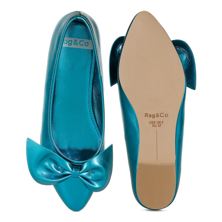 metallic pleather bow ballerinas
#color_blue