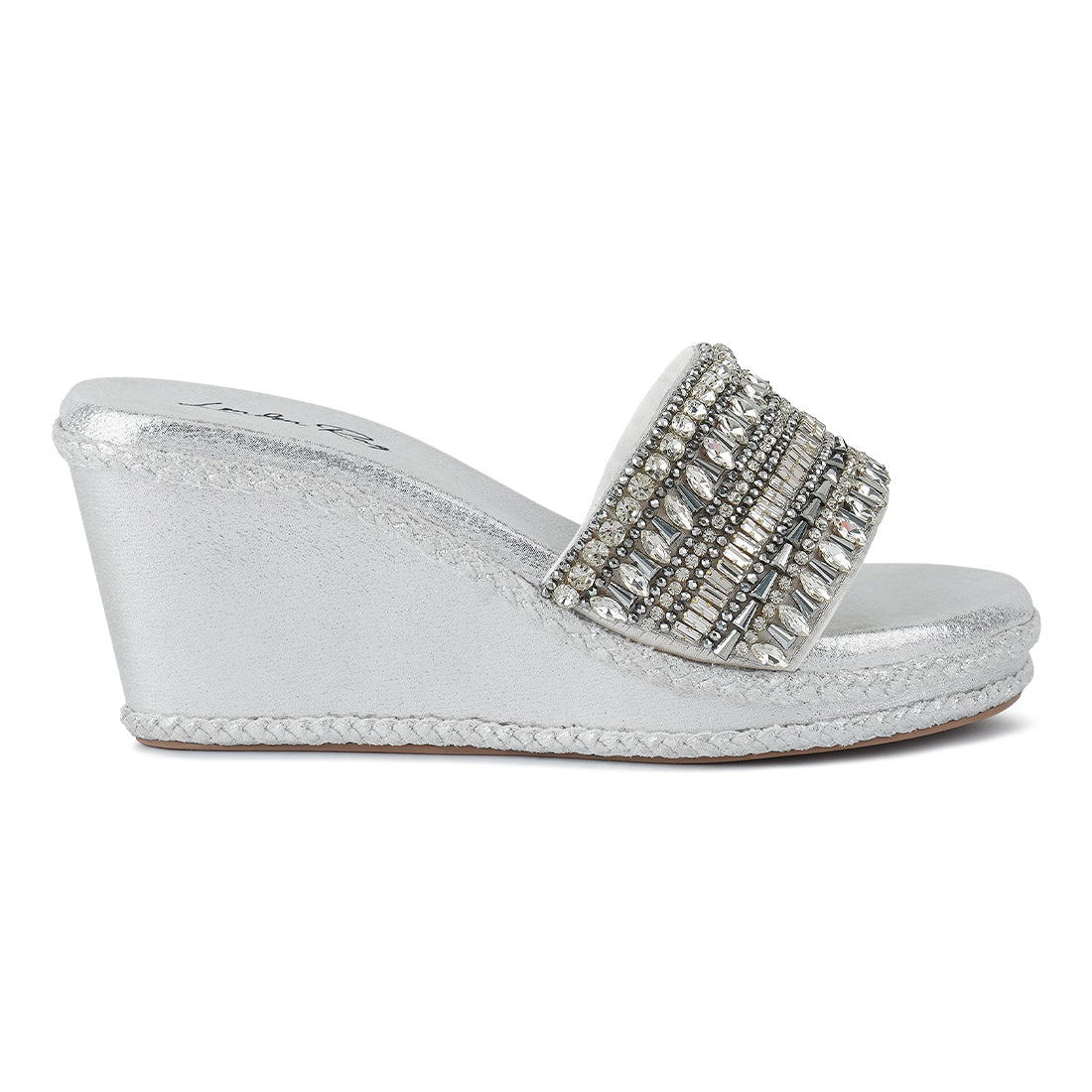 diamante embellished wedge sandals#color_silver