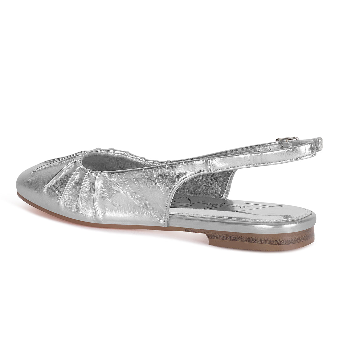 metallic square Toe flat slingbacks#color_silver