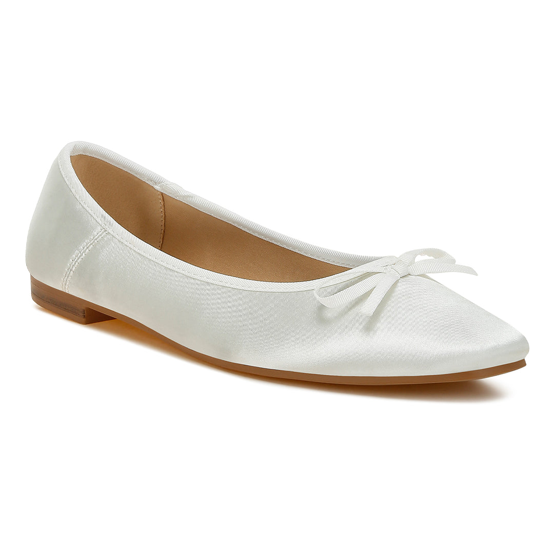 satin bow embellished ballerinas#color_white