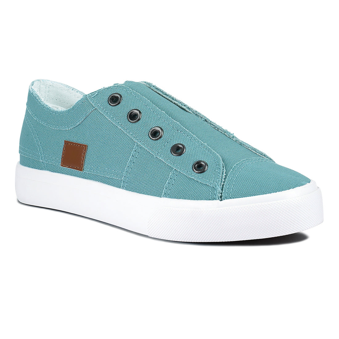 raw trim solid canvas sneakers#color_light-blue