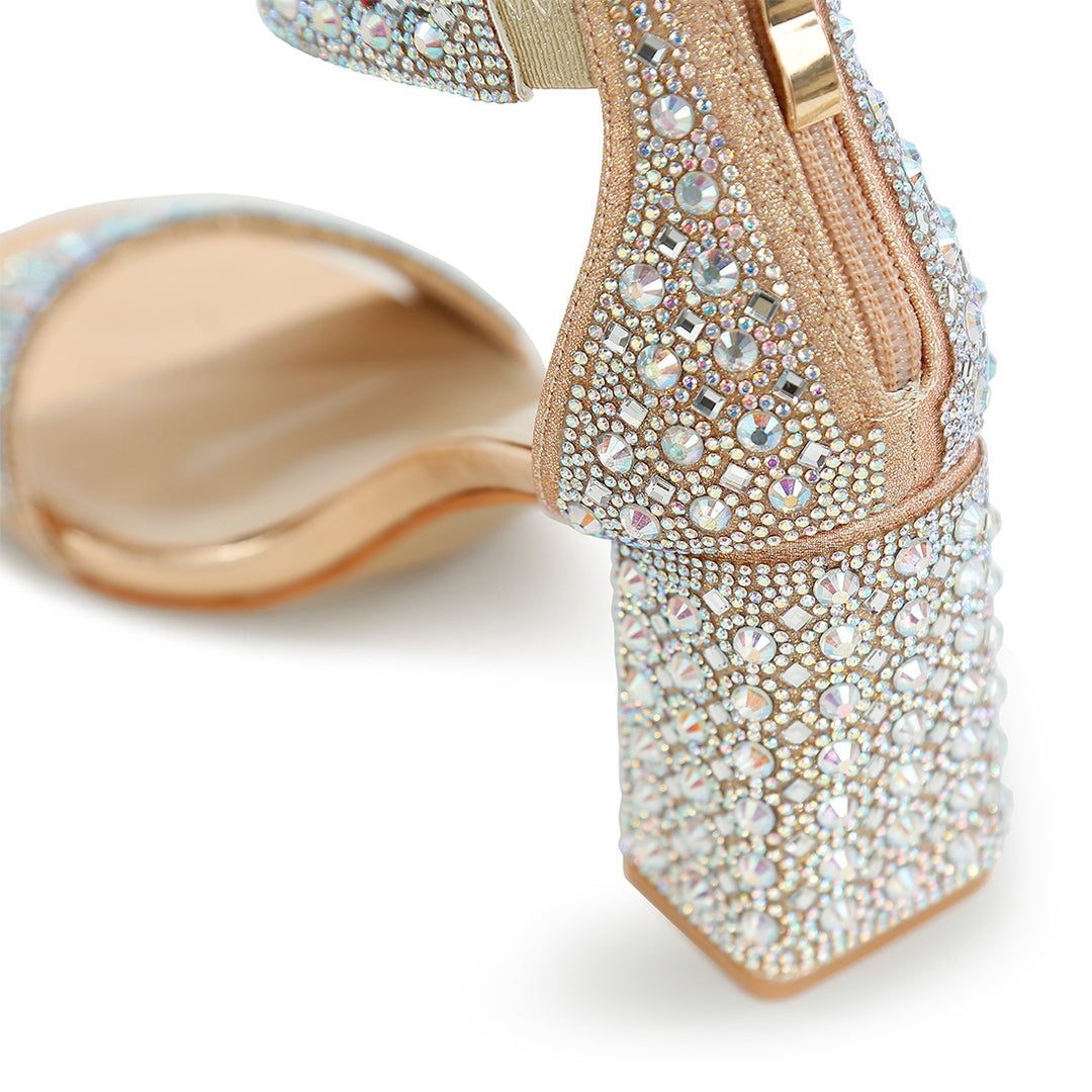 rhinestones and sequins block sandals#color_rose-gold