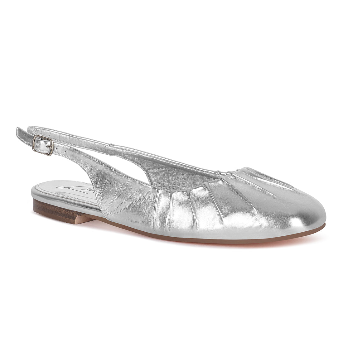 metallic square Toe flat slingbacks#color_silver