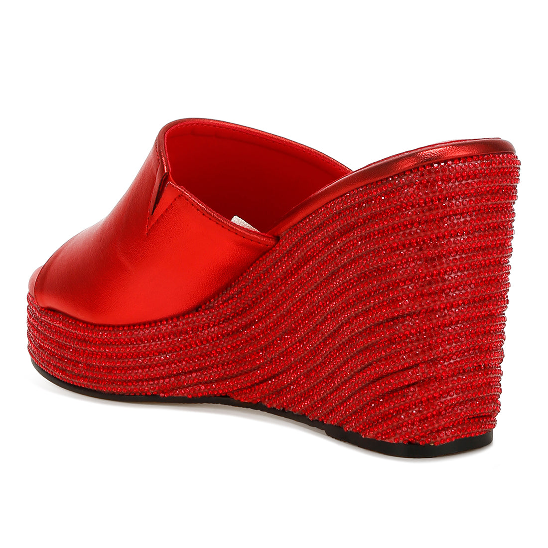 wedge heel peep toe sandals#color_red