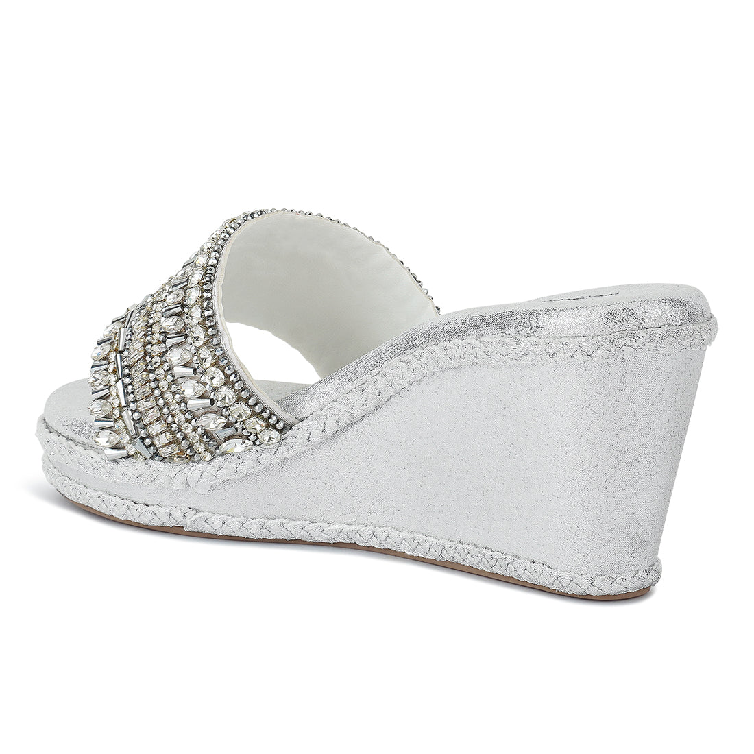 diamante embellished wedge sandals#color_silver