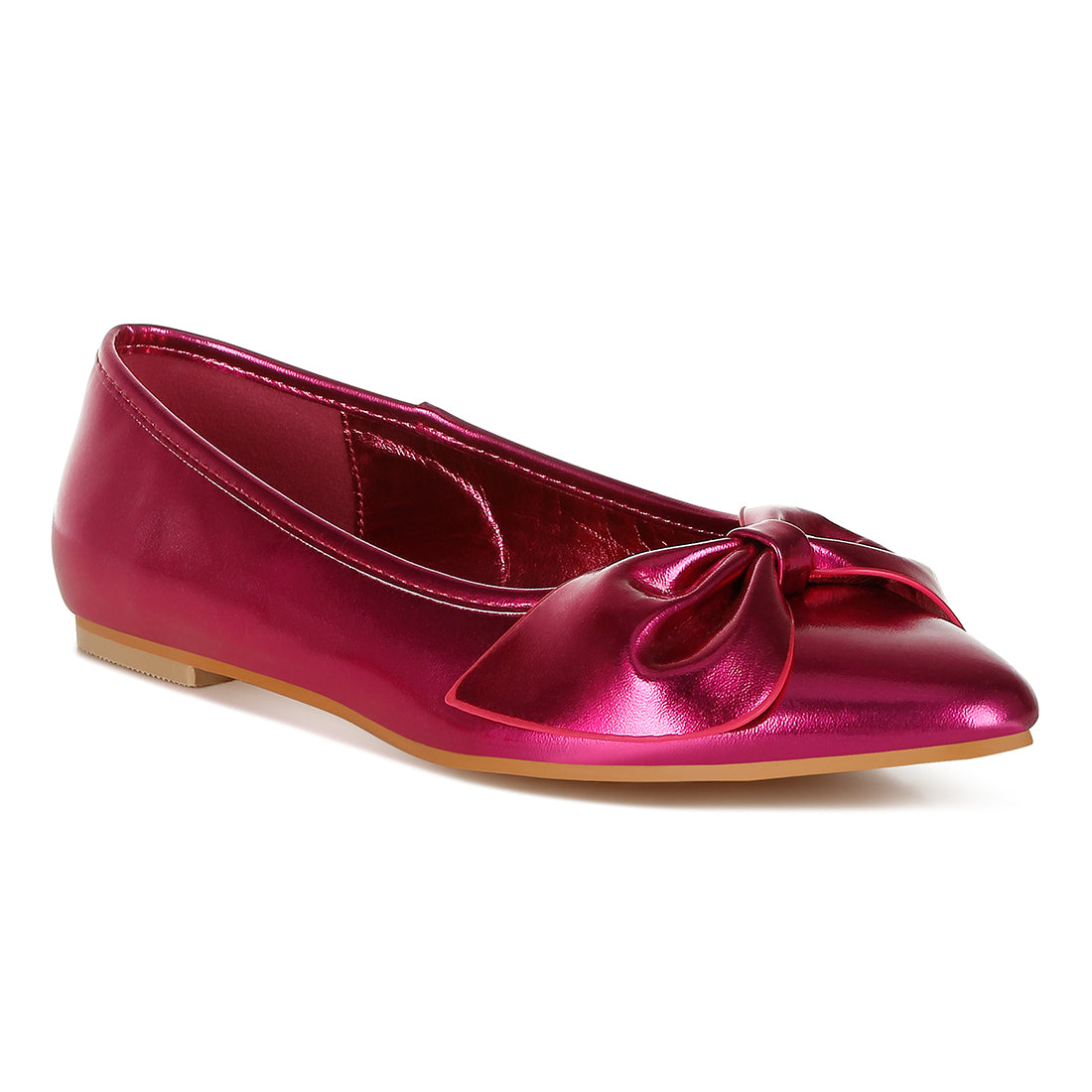 metallic pleather bow ballerinas
#color_fuchsia