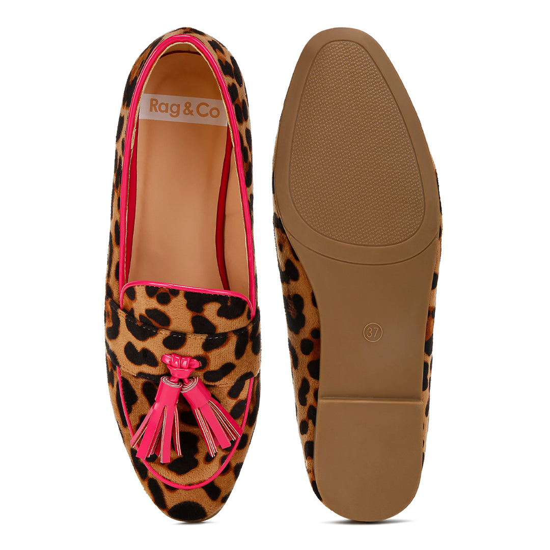 micro suede tassel loafers
#color_leopard