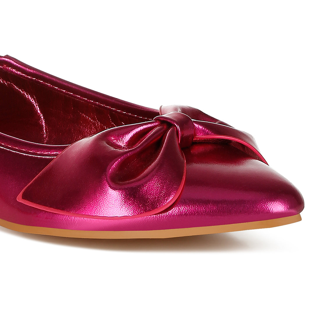 metallic pleather bow ballerinas
#color_fuchsia