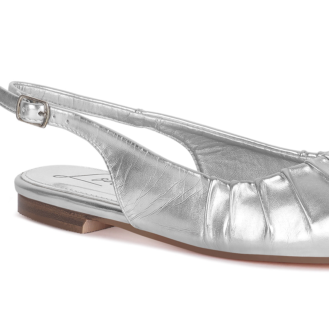 metallic square Toe flat slingbacks#color_silver