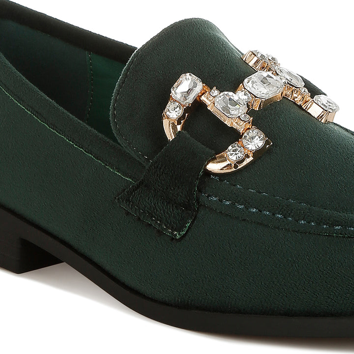 diamante embellished horsebit loafers#color_green