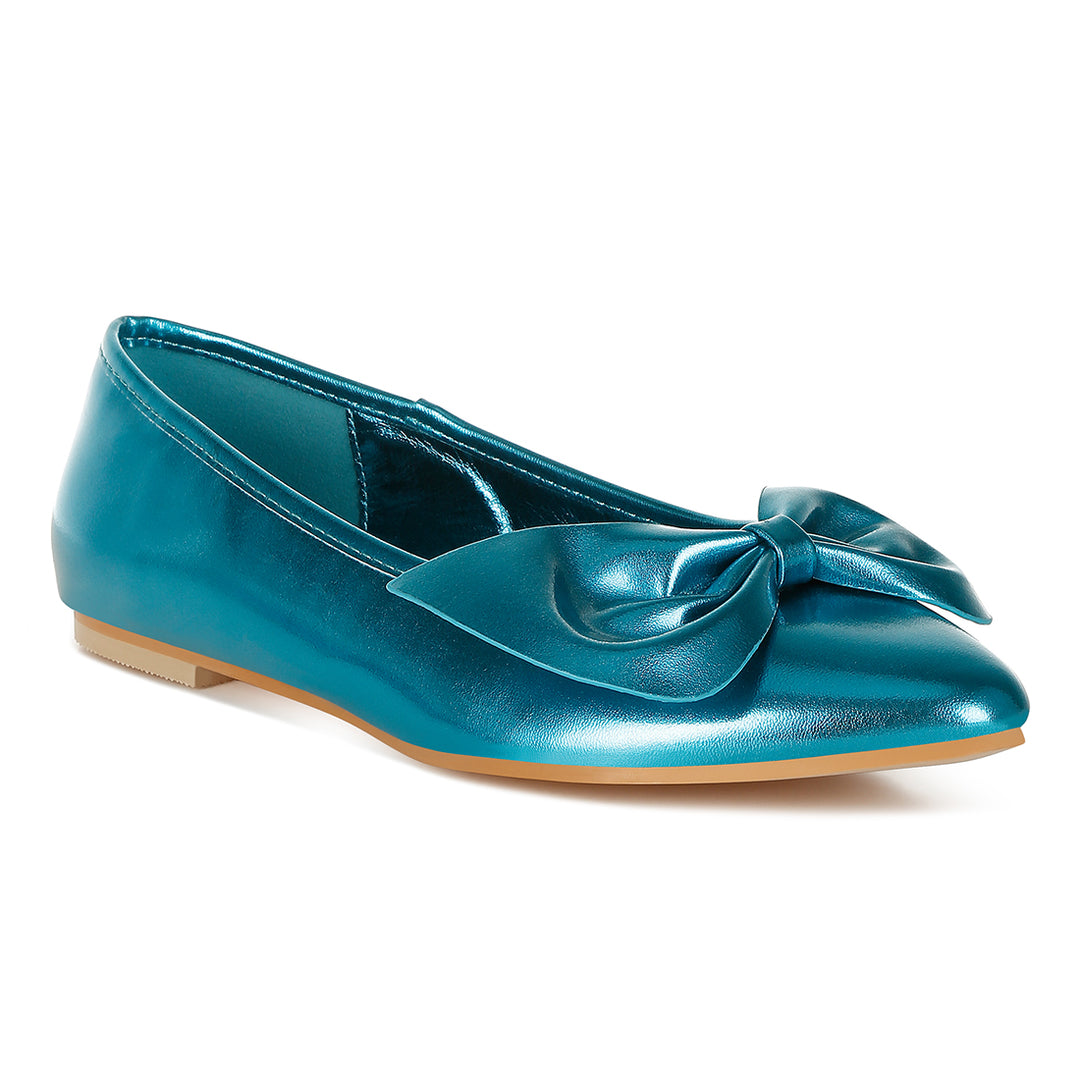 metallic pleather bow ballerinas
#color_blue