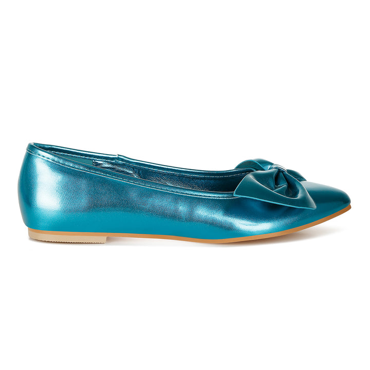 metallic pleather bow ballerinas
#color_blue