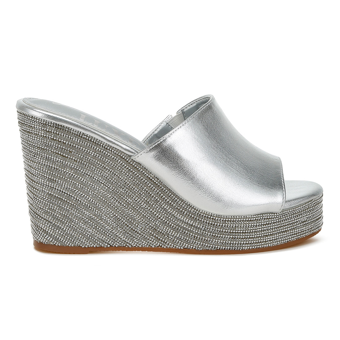 wedge heel peep toe sandals#color_silver