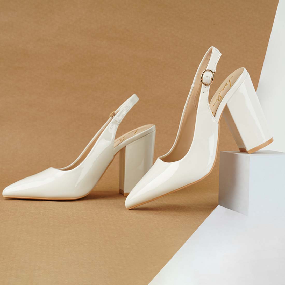 dalaney slingback high block sandals#color_white