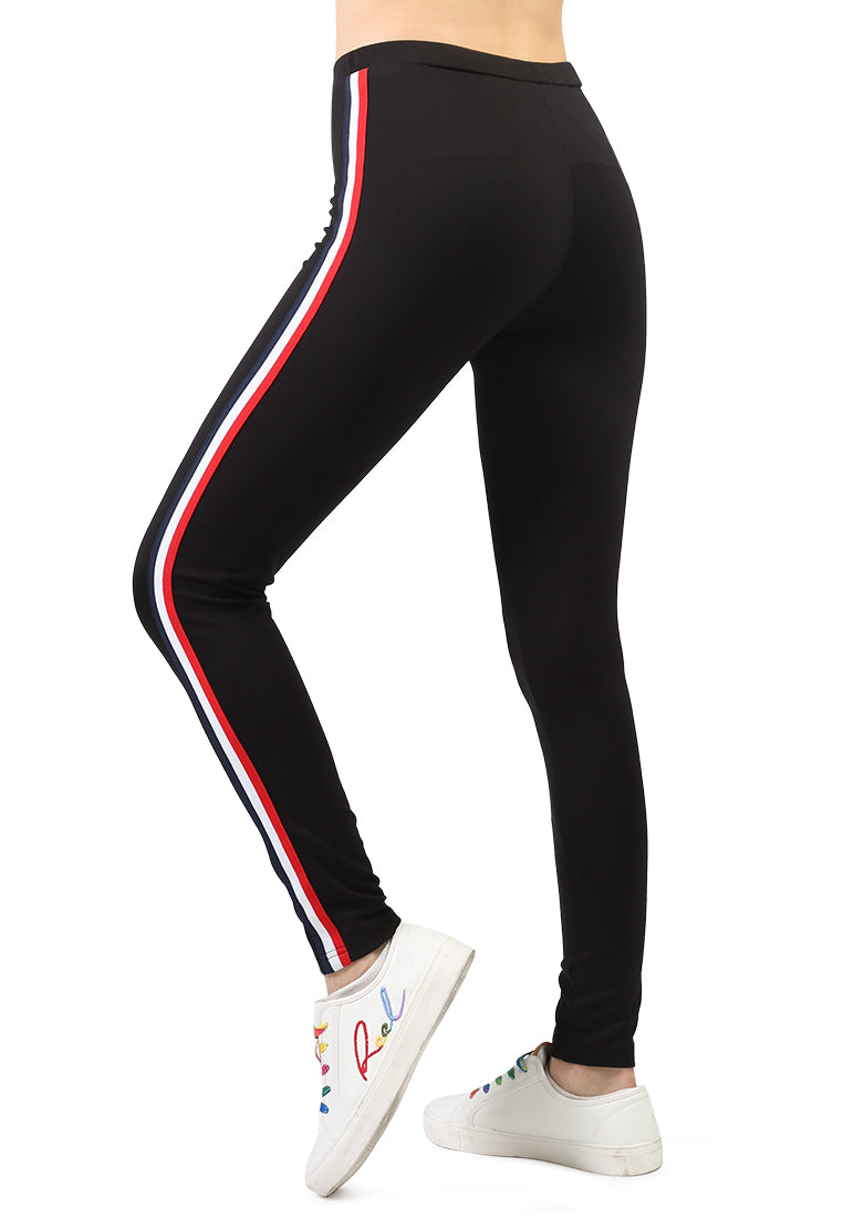 Black Striped Tape Side Leggings