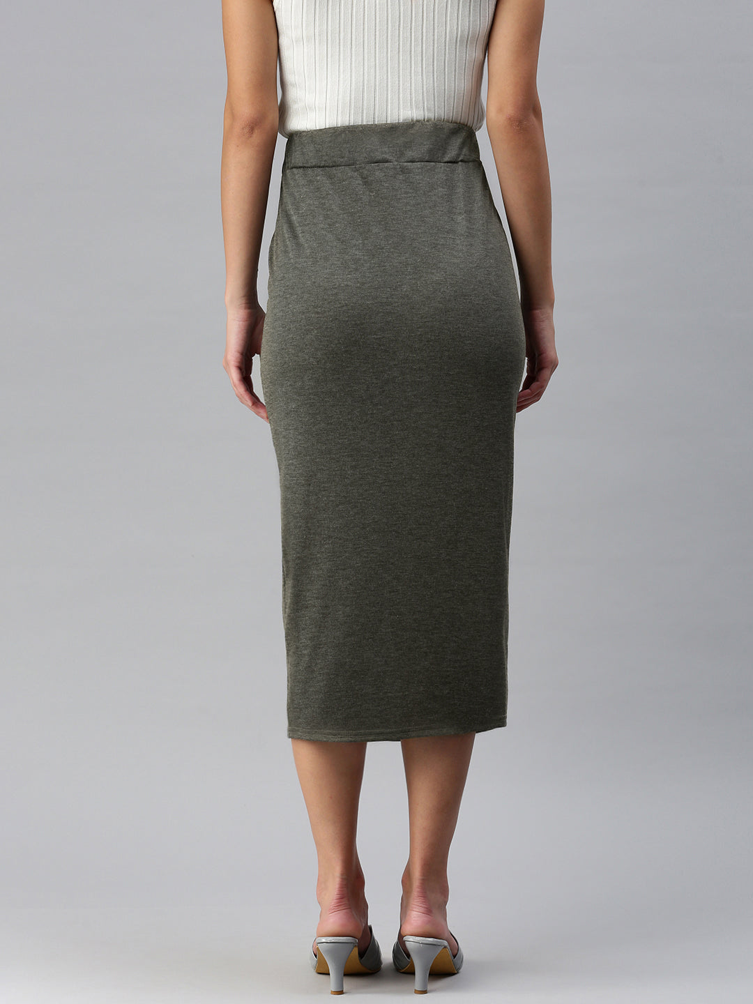 knitted long tube skirt#color_grey