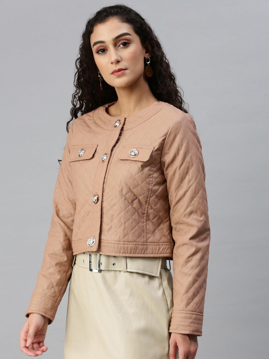 quilted jacket#color_taupe