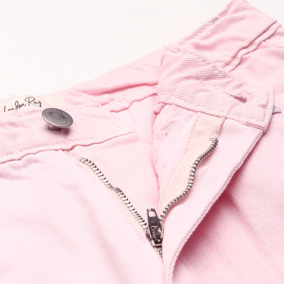 Pink Jeans High Waist Raw Hem Shorts