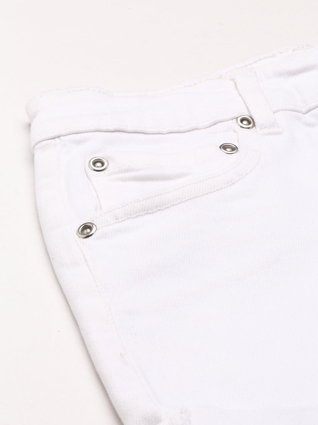 White High Waist Rolled Hem Shorts