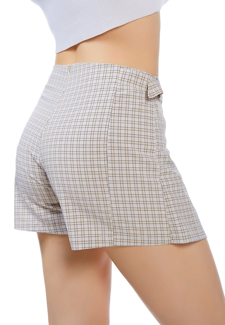 Chequered Skort With Buckles