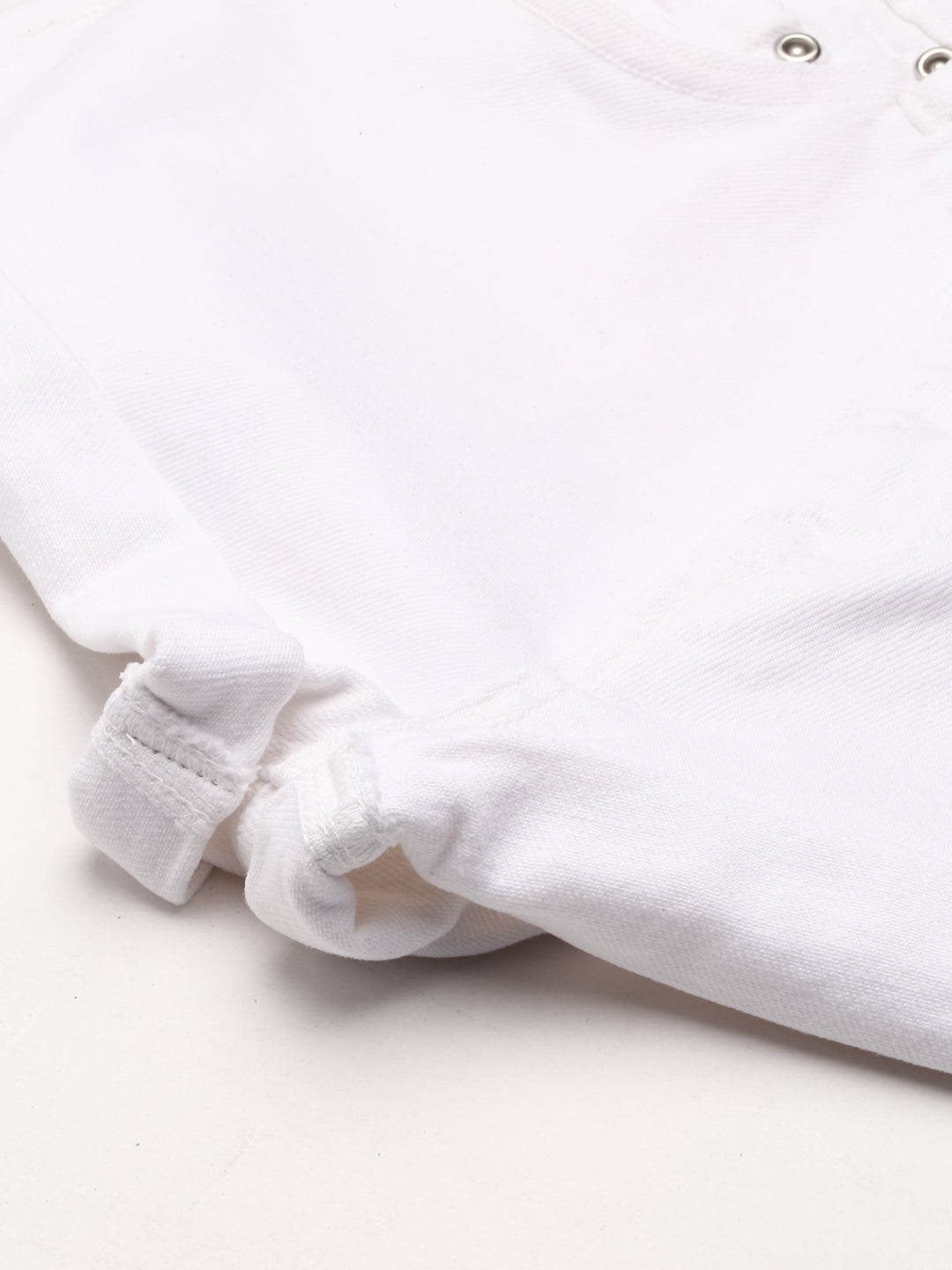 White High Waist Rolled Hem Shorts