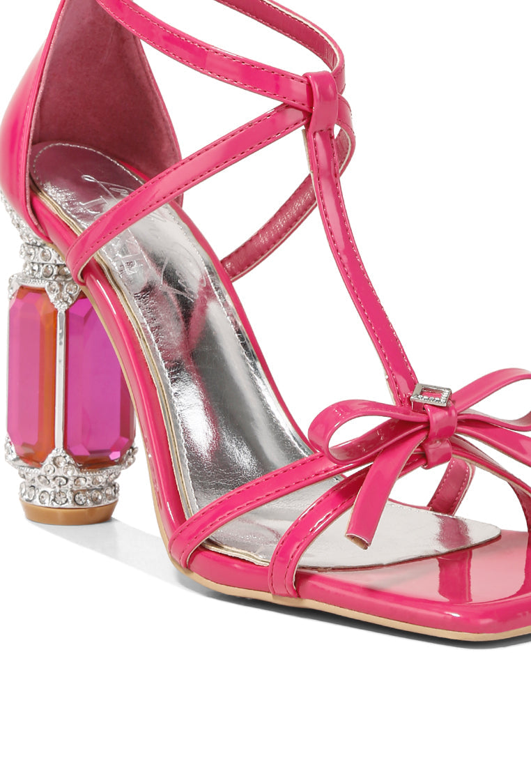 t strap stone encrusted heeled sandal#color_fuchsia
