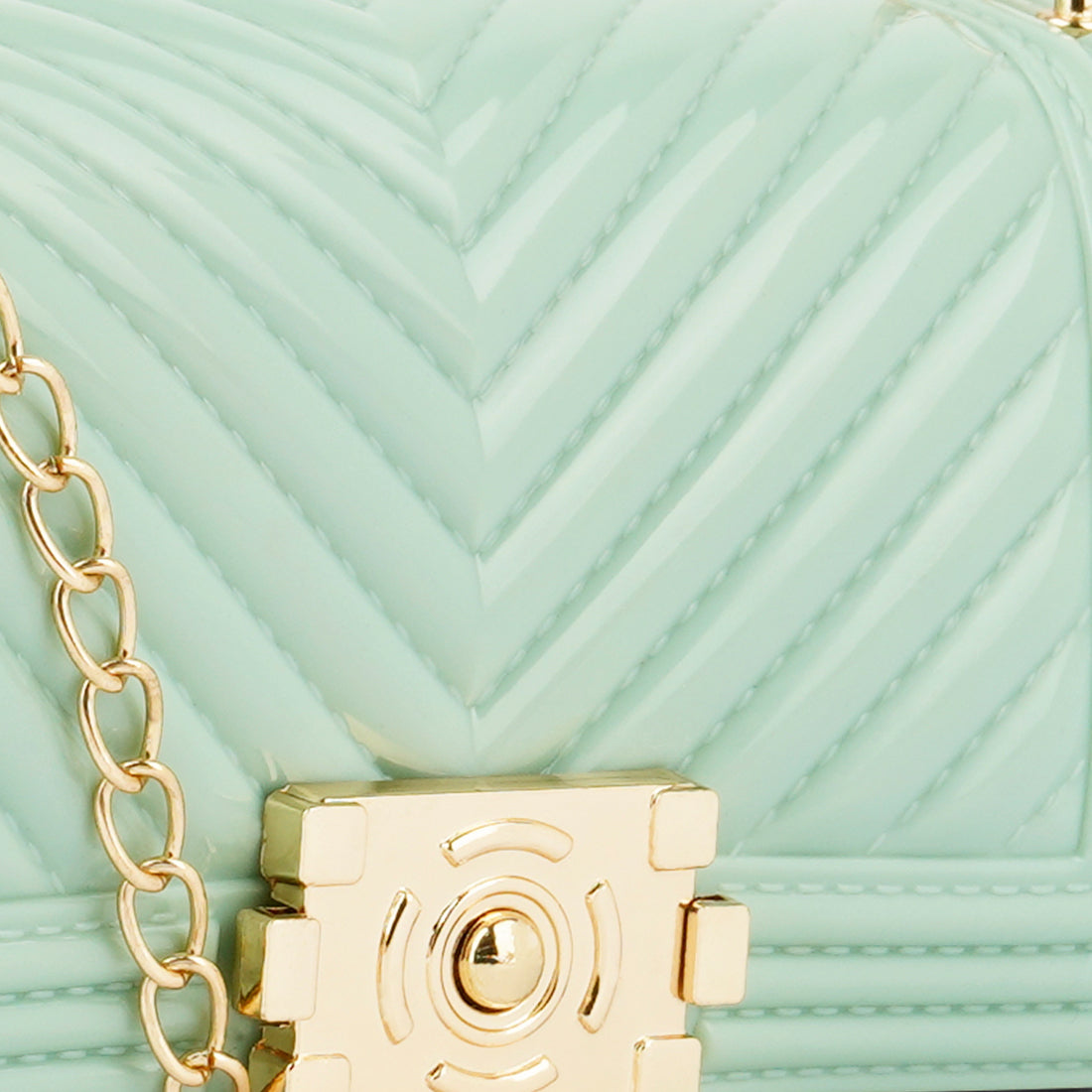 Jelly Quilt Pattern Sling Bag in Mint