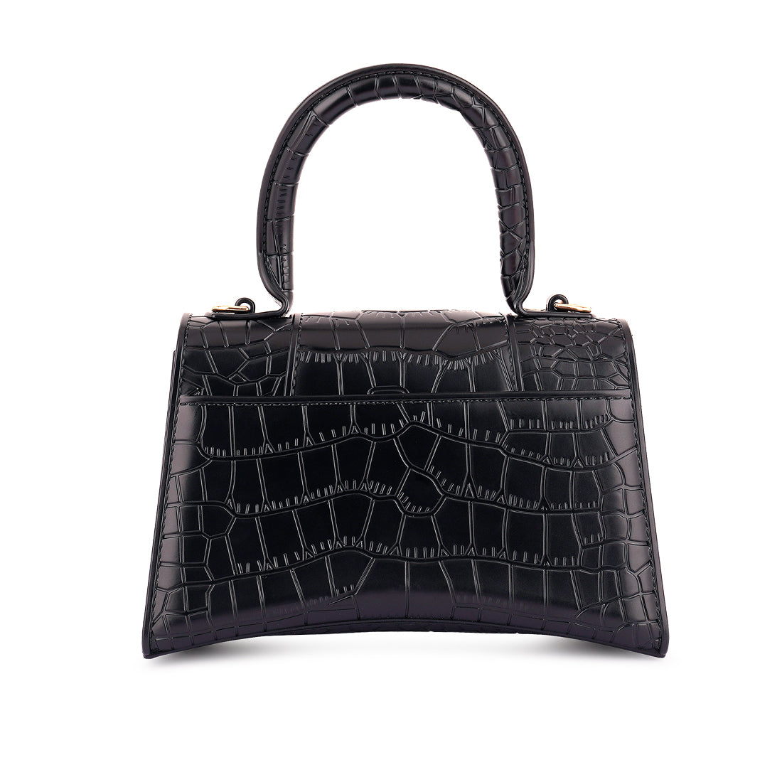 Croc Textured Mini Handbag in Black