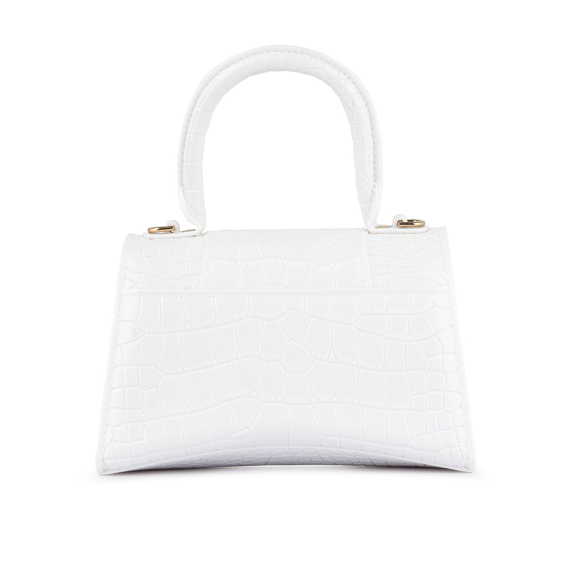 Croc Textured Mini Handbag in White