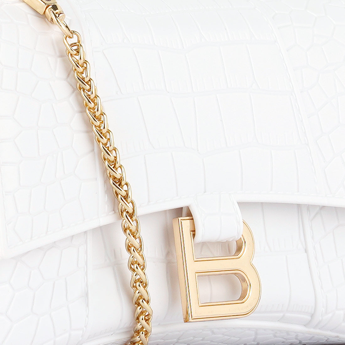 Croc Textured Mini Handbag in White