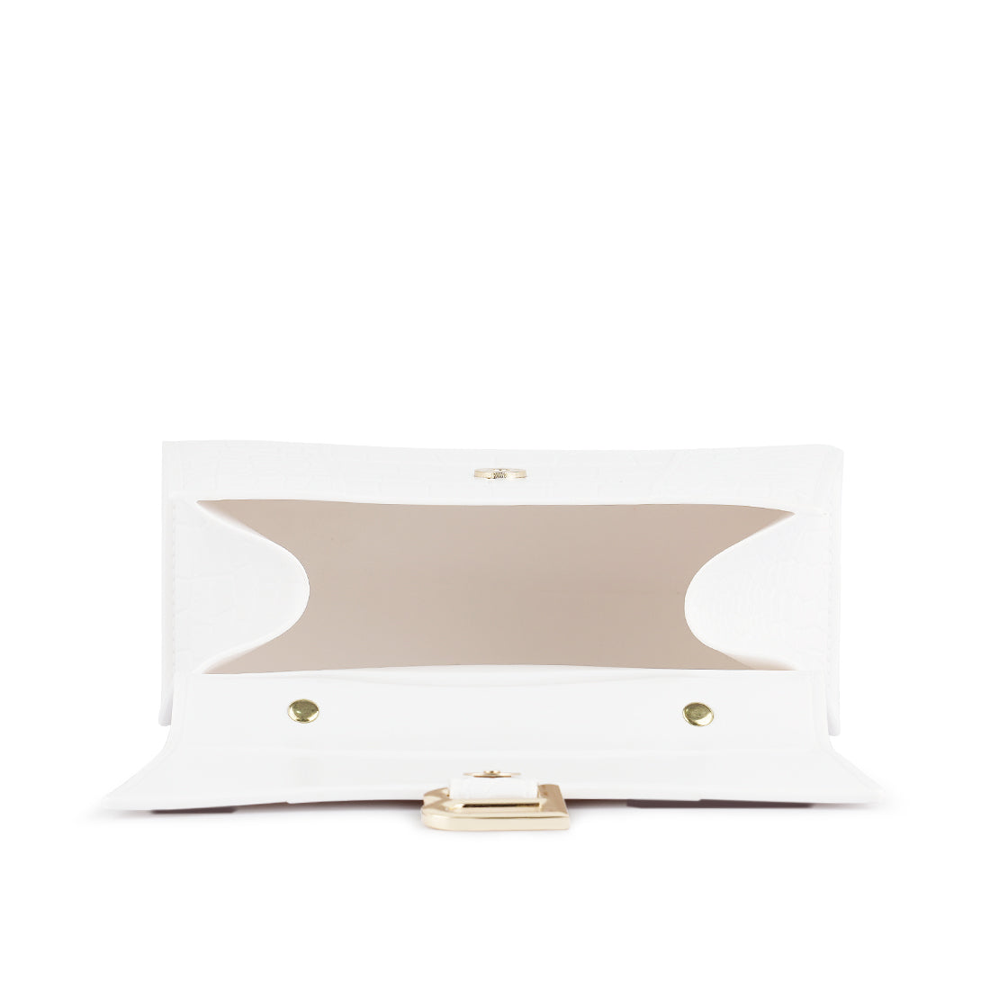 Croc Textured Mini Handbag in White