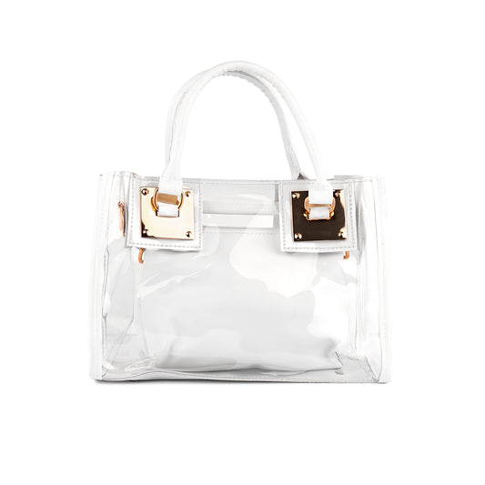 White Clear Handbag With Pouch