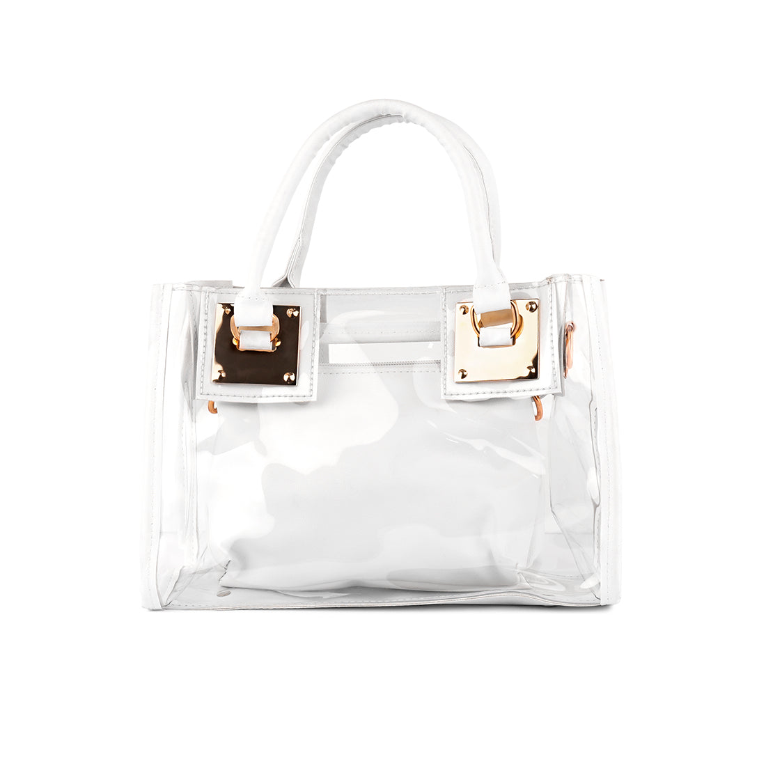 White Clear Handbag With Pouch