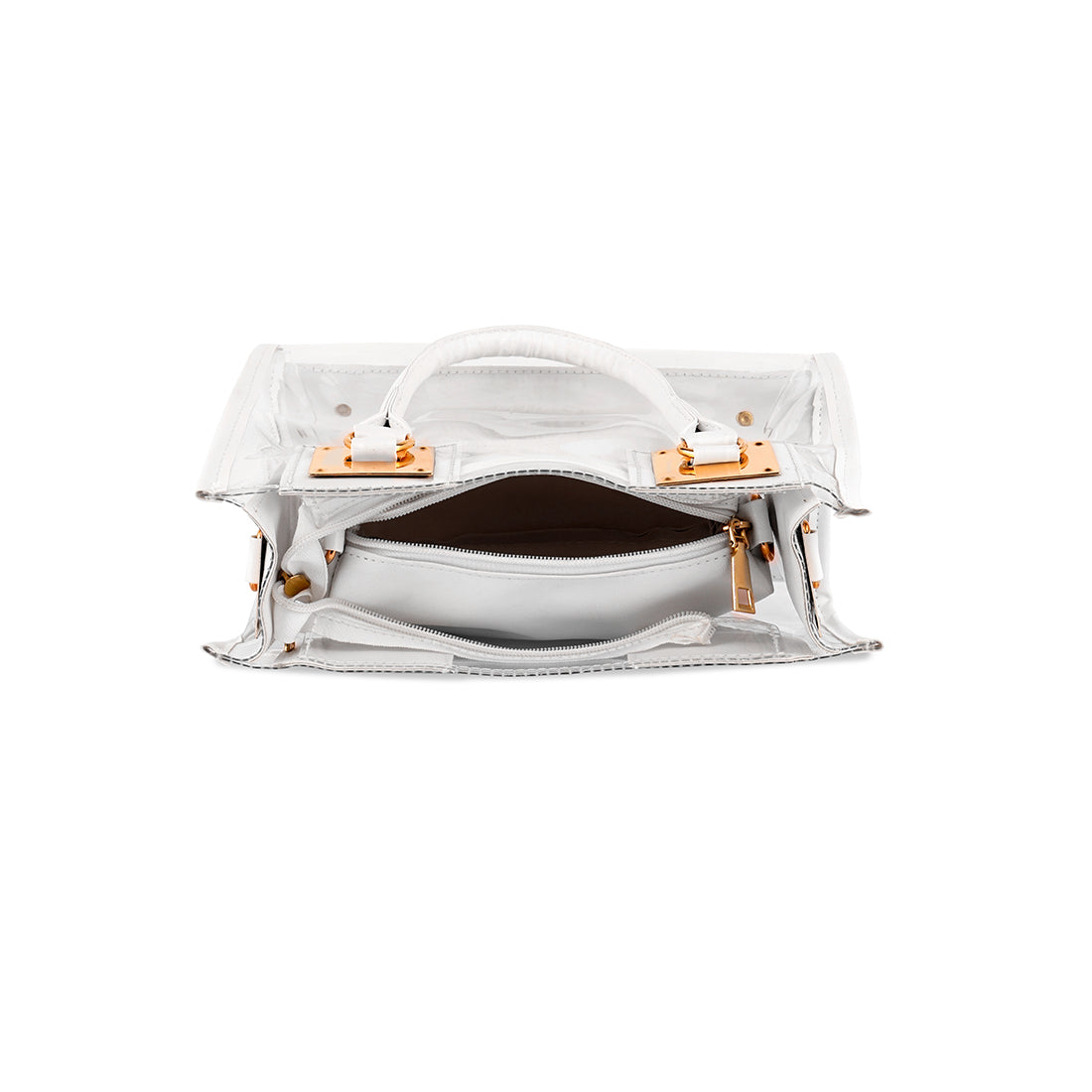 White Clear Handbag With Pouch