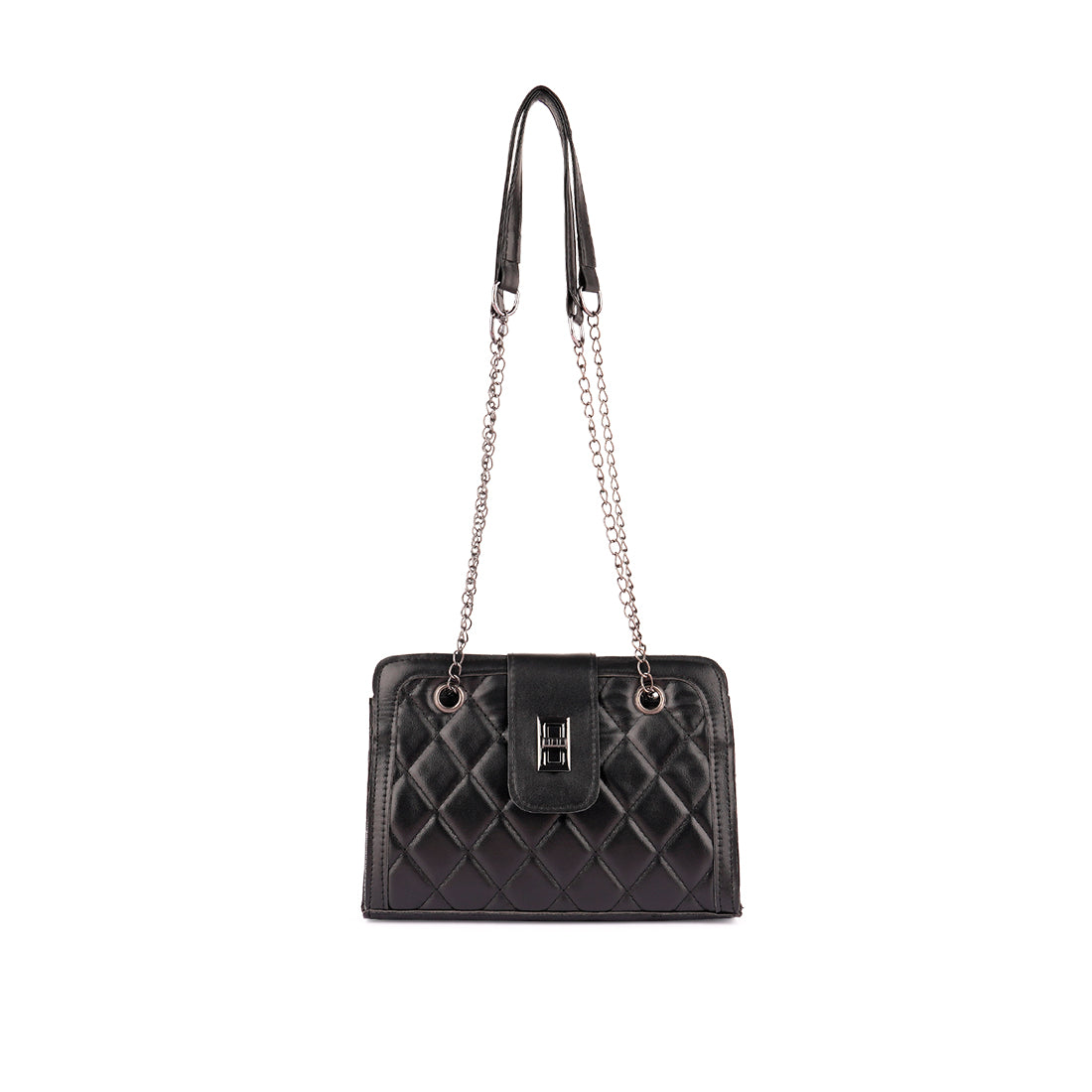 Black Quilted Statement Sling Bag