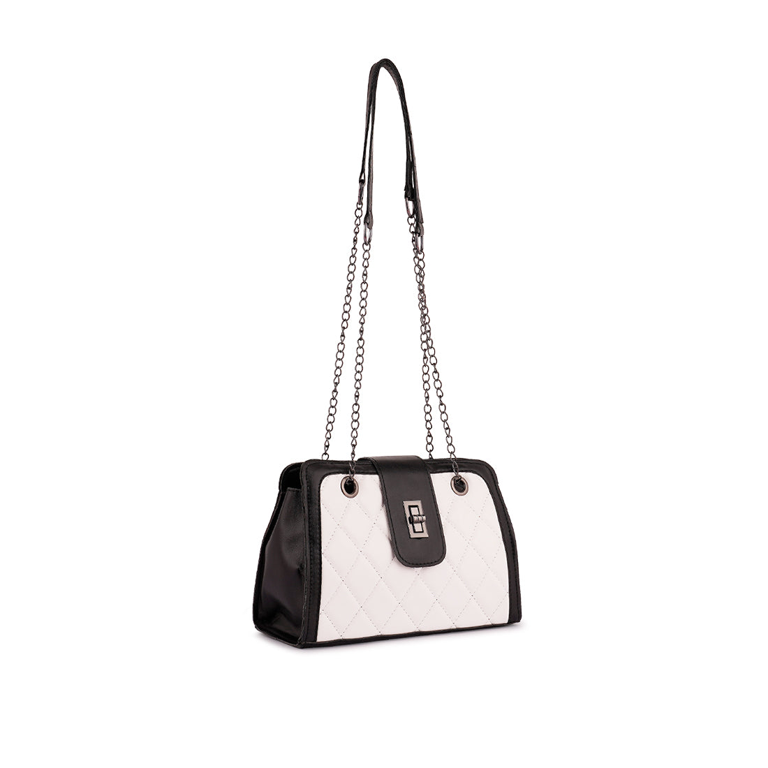 White Quilted Statement Sling Bag