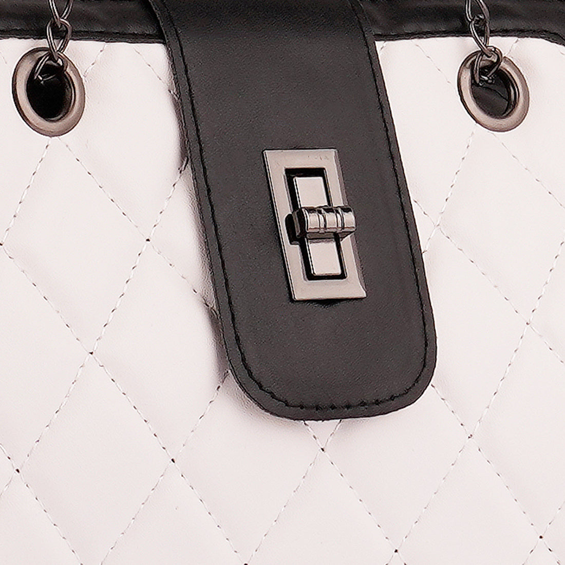 White Quilted Statement Sling Bag