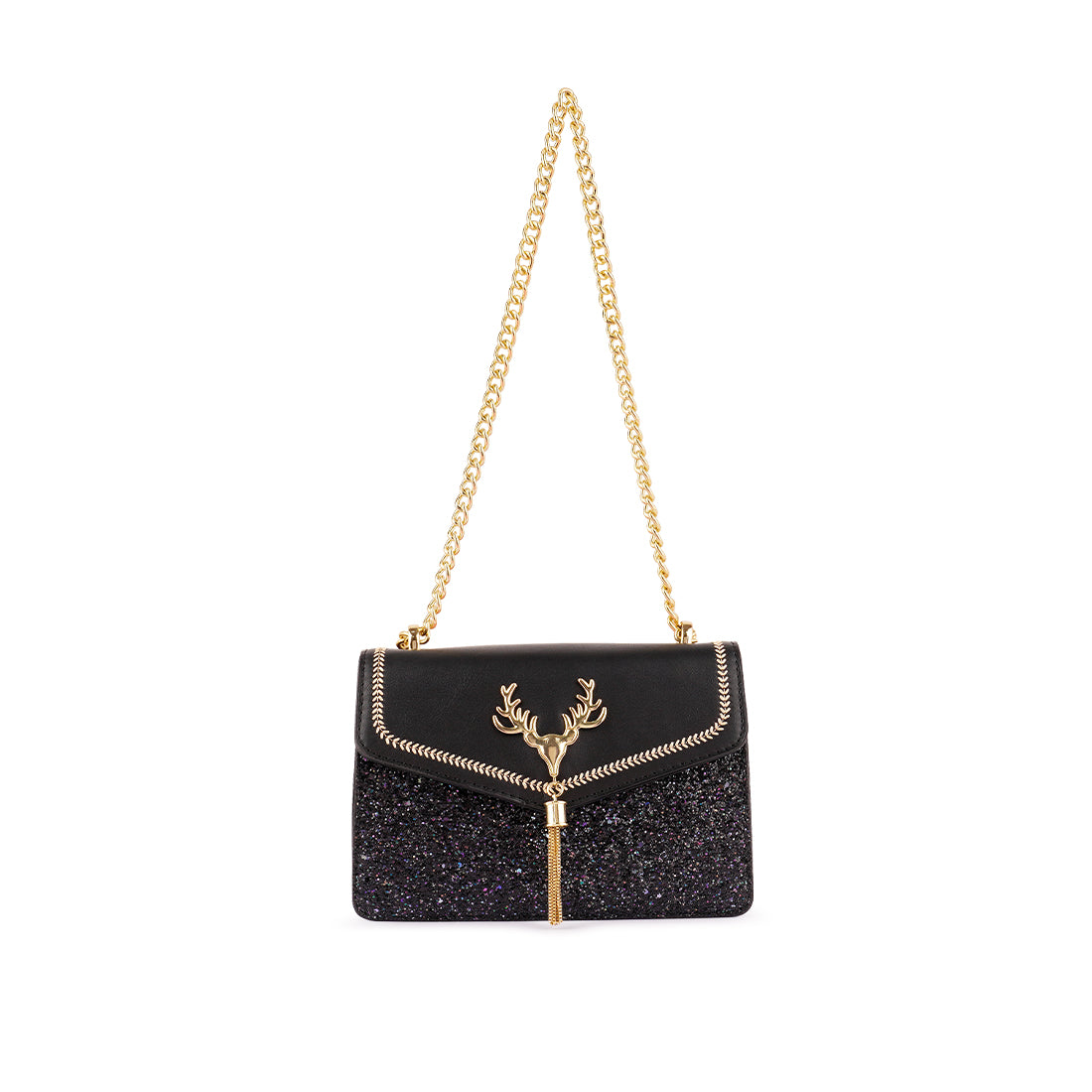 Black Glitter Envelope Sling Bag